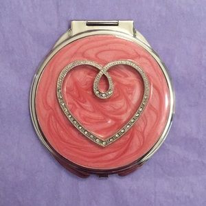 Celine Dion Concert Souvenir Rhinestones Heart Compact Handheld Mirror NEW